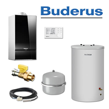 Buderus GB182-20i, W42, Gas-Brennwerttherme, schwarz, S120 Speicher, RC310