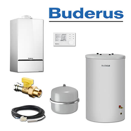 Buderus GB182-24i, W42, Gas-Brennwerttherme, weiß, S120 Speicher, RC310