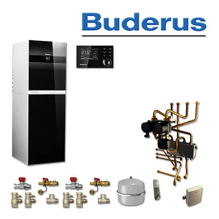 Buderus GB192-25iT 100S, W61, Gas-Brennwerttherme, schwarz, 2 HK, seitlich/oben