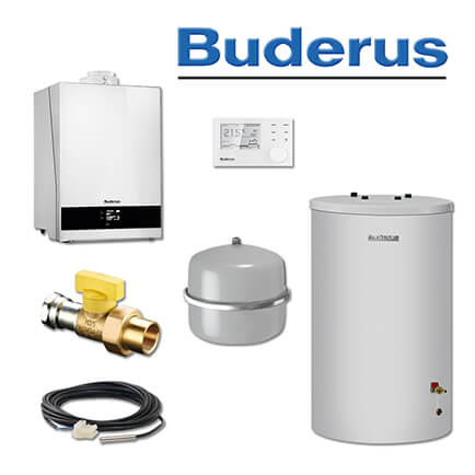 Buderus GB192-35i, W50, Gas-Brennwerttherme, weiß, SU160 Speicher, RC310