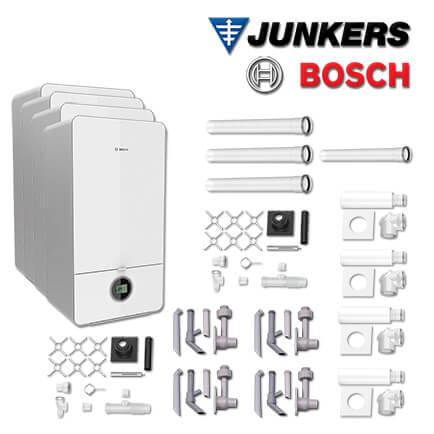 Junkers Bosch 4x Brennwert-Kombitherme GC7000iW 24 C, MFB705 mit Abgas Schacht
