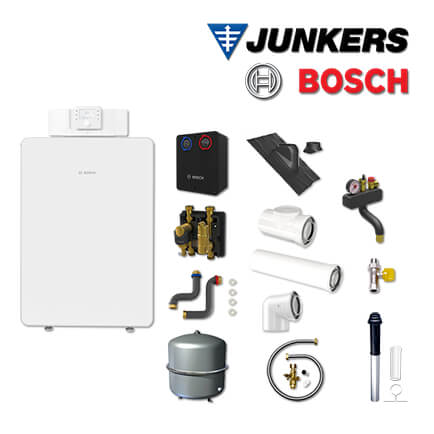 Junkers Bosch Gaskessel GC8000iF-15, GCF813 mit HS25/6, Abgas Dach schwarz