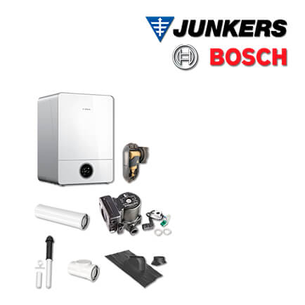 Junkers Bosch GC930H mit GC9000iW 50 H Gas-Brennwerttherme, Abgas Dach schwarz