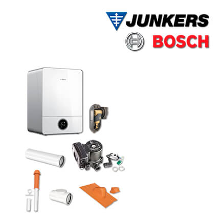Junkers Bosch GC935H mit GC9000iW 50 H Gas-Brennwerttherme, Abgas Dach rot