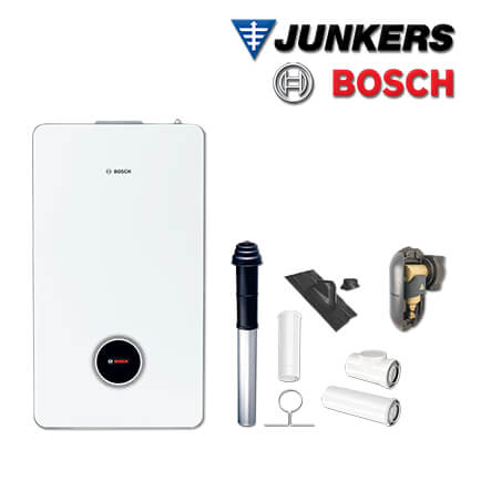 Junkers Bosch GC98-013 mit Gas-Brennwerttherme GC9800iW 20 P 23, Abgas Dach schw
