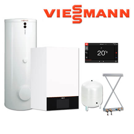 Viessmann Vitodens 300-W Gastherme, 19 kW, B3HF049, 300 L Vitocell 100-W, CVBC